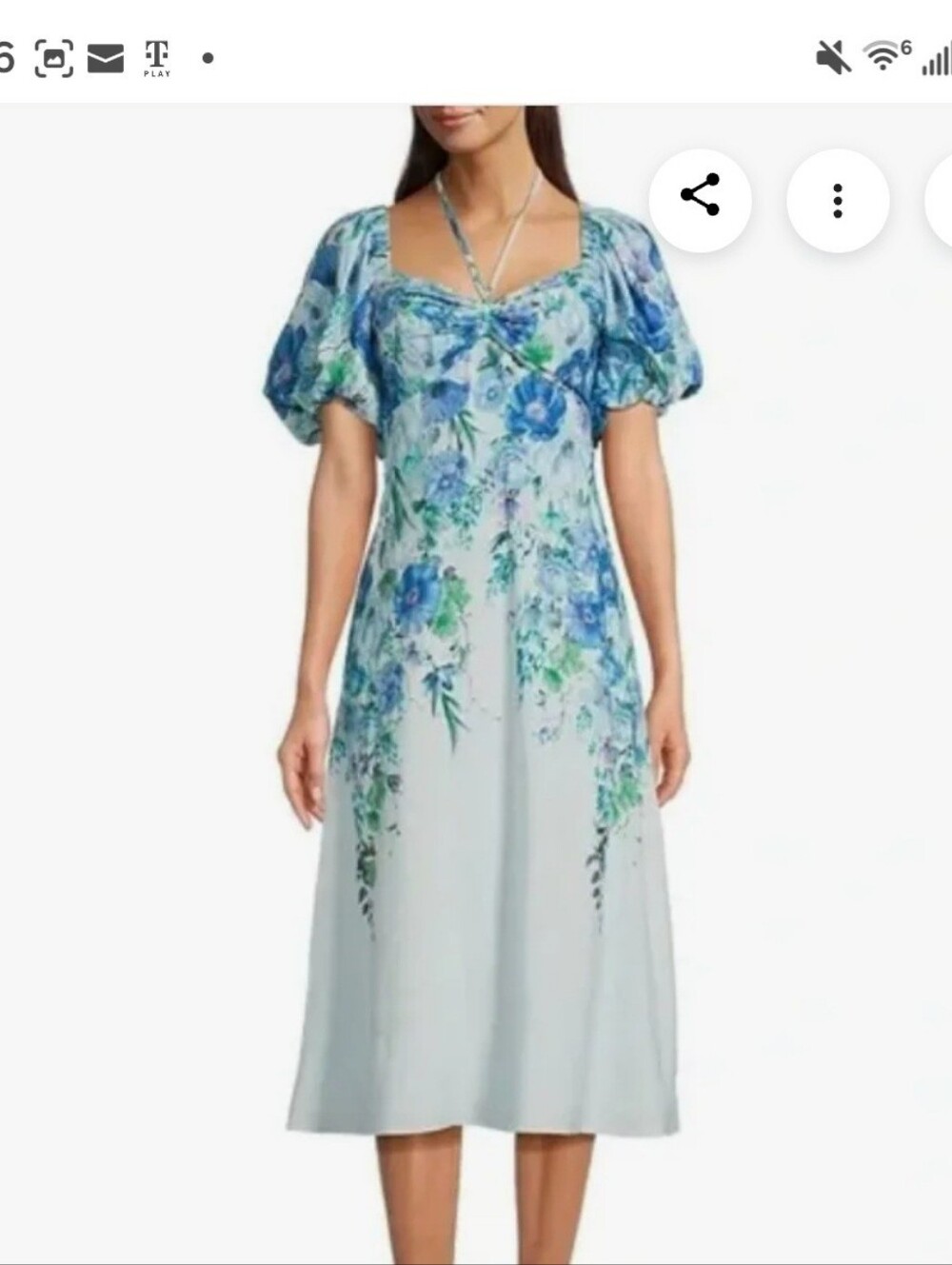 Alex Marie Light Blue Floral Maxi Dress with Puff Sleeves